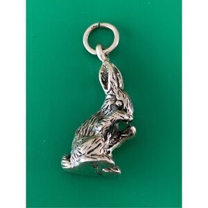 .925 Rabbit Washing Face Sterling Silver Jewelry Charm #vintage #bunny